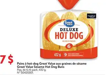 Walmart Great Value Sesame Hot Dog Buns offer