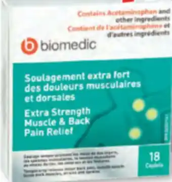 Familiprix Biomedic extra strength muscle & back pain relief caplets 18un offer