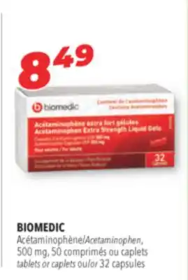 Familiprix BIOMEDIC Acetaminophen, 500 mg, 50 caplets tablets or caplets or 32 capsules offer