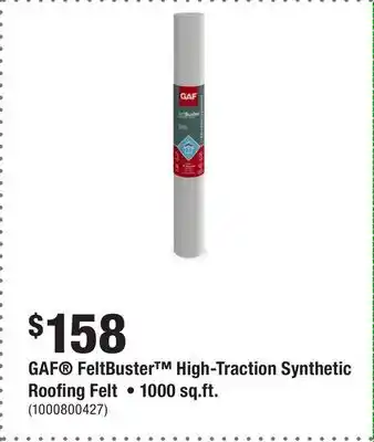 Home Depot GAF FeltBuster High-Traction Synthetic Roofing Felt • 1000 sq.ft offer