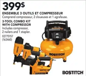 Réno Dépôt ENSEMBLE 3 OUTILS ET COMPRESSEUR BOSTITCH offer