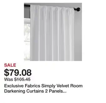 Bed Bath & Beyond Exclusive Fabrics Simply Velvet Room Darkening Curtains 2 Panels Set - Velvet Window Curtains for Living Room & Bedroom offer