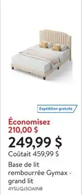 Walmart Base de lit rembourrée Gymax - grand lit offer