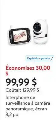 Walmart Interphone de surveillance à caméra panoramique, écran 3,2 po offer