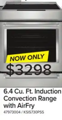 Leon's KitchenAid Stainless Steel Induction Slide-In Range with Air Fry (6.40 Cu Ft) - KSIS730PSS offer