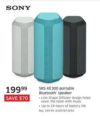 The Source SONY SrS-Xe300 portable Bluetooth speaker offer