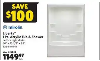 Home Hardware Liberty 1Pc. Acrylic Tub & Shower offer