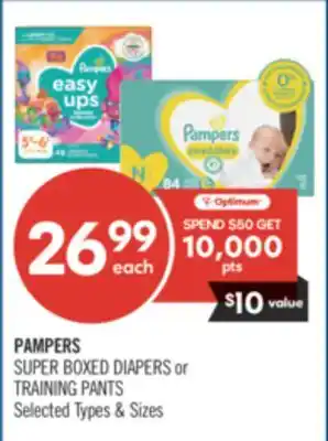 Shoppers Drug Mart PAMPERS Super boxed Diapers or Training Pants offer