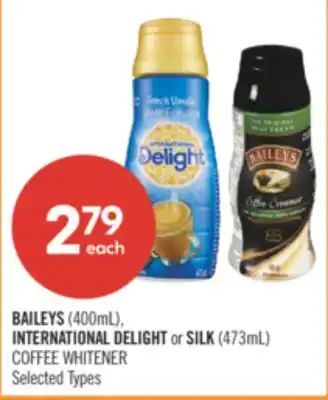 Shoppers Drug Mart BAILEYS (400mL), INTERNATIONAL DELIGHT or SILK (473mL) COFFEE WHITENER offer