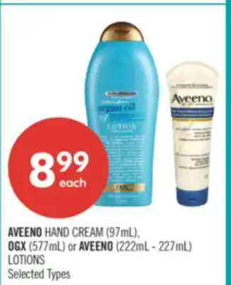 Shoppers Drug Mart AVEENO HAND CREAM (97mL),  OGX (577mL) or AVEENO (222mL - 227mL) LOTIONS offer