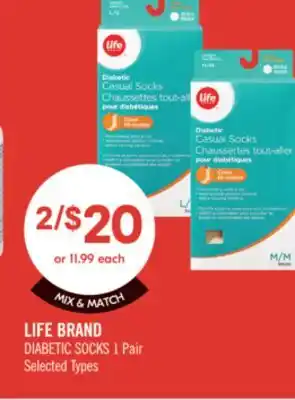 Shoppers Drug Mart LIFE BRAND DIABETIC SOCKS offer