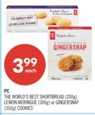 Shoppers Drug Mart PC THE WORLD'S BEST SHORTBREAD (200g), LEMON MERINGUE (300g) or GINGERSNAP (350g) COOKIES offer