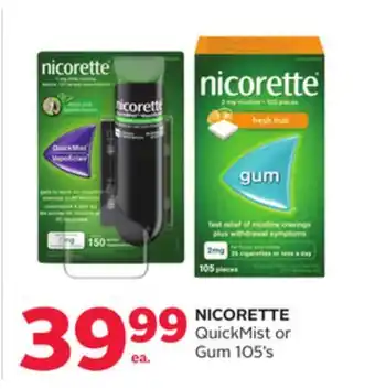 Rexall NICORETTE QuickMist or Gum 105' s offer