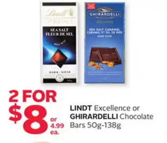 Rexall LINDT Excellence or GHIRARDELLI Chocolate Bars offer
