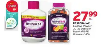 Rexall RESTORALAX Laxative Powder 30-36 Doses or RestoraFIBRE Gummies 140' s offer