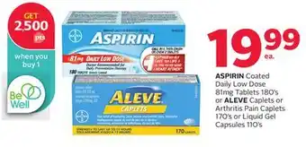 Rexall ASPIRIN Coated Daily Low Dose 81mg Tablets 180's or ALEVE Caplets or Arthritis Pain Caplets 170's or Liquid Gel Capsules 110' offer