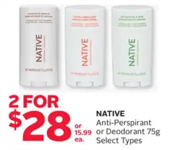 Rexall NATIVE Anti-Perspirant or Deodorant offer