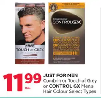 Rexall JUST FOR MEN Comb-In or Touch of Grey or CONTROL GX Men's Hair Colour offer