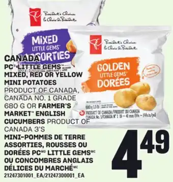 Independent City Market MINI-POMMES DE TERRE ASSORTIES, ROUSSES OU DORÉES PC LITTLE GEMS, 680 G OU CONCOMBRES ANGLAIS DÉLICES DU MARCHÉ, 3'S offer