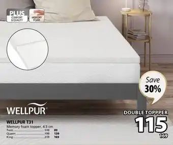 JYSK WELLPUR T31 Memory foam topper, 4.5 cm offer