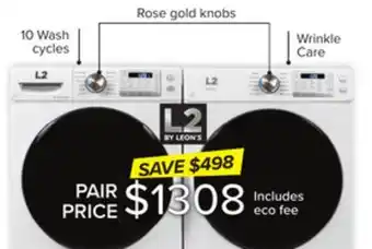 Leon's 5.2 Cu. Ft Steam Washer 8.0 Cu. Ft. Steam Dryer offer