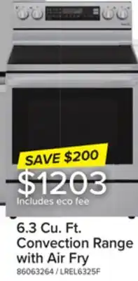 Leon's LG Smudge Resistant Stainless Steel 6.3 cu ft. Electric ThinQ InstaView Range with Air Fry and True Convection- LREL6325F offer