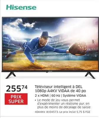The Source Téléviseur intelligent à DEL 1080p A4KV VIDAA de 40 po Hisense offer