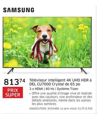 The Source Téléviseur intelligent 4K UHD HDR à DEL CU7000 Crystal de 65 po SAMSUNG offer