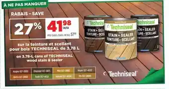 BMR sur la teinture et scellant pour bois TECHNISEAL de 3.78 L offer