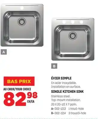 BMR ÉVIER SIMPLE offer