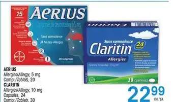 Uniprix AERIUS Allergies/Allergy, CLARITIN Allergies/Allergy offer