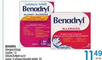 Uniprix BENADRYL Allergies/Allergy Caplets, Gélules/Softgels ou/or compr. à croquer/chewable tablets offer