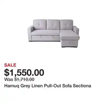 TSC Stores Hamuq Grey Linen Pull-Out Sofa Sectiona offer