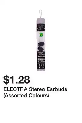 Dollarama ELECTRA Stereo Earbuds (Assorted Colours) offer