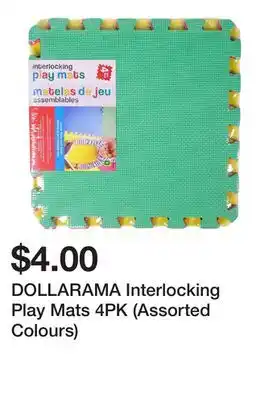 Dollarama DOLLARAMA Interlocking Play Mats 4PK (Assorted Colours) offer