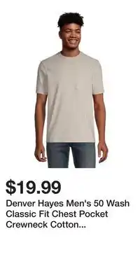 Mark's Denver Hayes Men's 50 Wash Classic Fit Chest Pocket Crewneck Cotton T Shirt offer