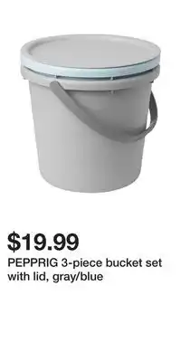 IKEA PEPPRIG 3-piece bucket set with lid, gray/blue offer