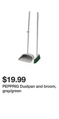 IKEA PEPPRIG Dustpan and broom, gray/green offer