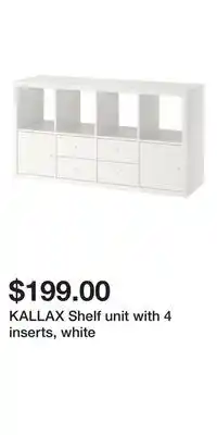 IKEA KALLAX Shelf unit with 4 inserts, white offer