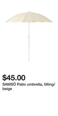 IKEA SAMSÖ Patio umbrella, tilting/beige offer