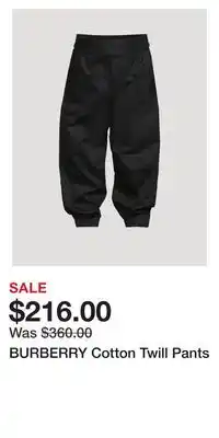 Holt Renfrew BURBERRY Cotton Twill Pants offer