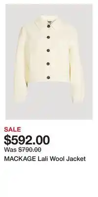 Holt Renfrew MACKAGE Lali Wool Jacket offer