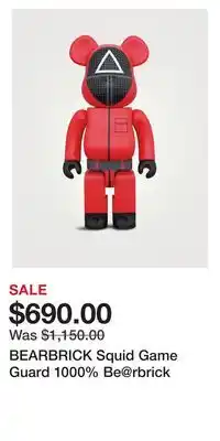 Holt Renfrew BEARBRICK Squid Game Guard 1000% Be@rbrick offer