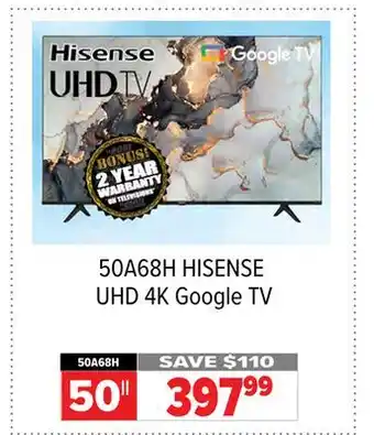 2001 Audio Video Hisense 50 UHD 4K Google TV offer