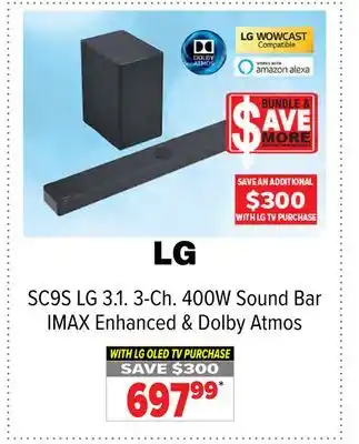 2001 Audio Video LG 3.1. 3-Ch. 400W Sound Bar offer