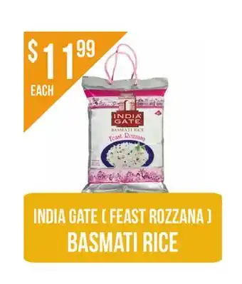 Food World Supermarket INDIA GATE (FEAST ROZZANA) BASMATI RICE offer