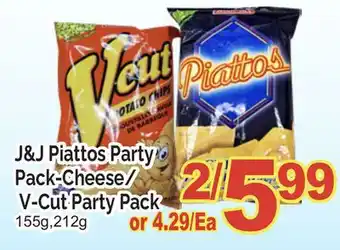 T&T Supermarket J&J PIATTOS PARTY PACK-CHEESE/ V-CUT PARTY PACK, 155g, 212g offer