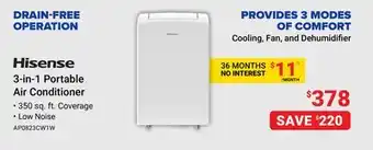 Visions Electronics Hisense 3-in-1 Portable Air Conditioner offer
