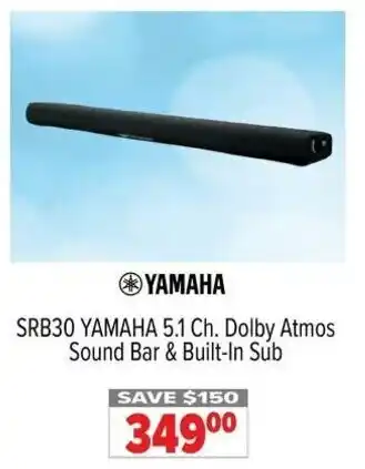 2001 Audio Video YAMAHA SRB30 YAMAHA 5.1 Ch. Dolby Atmos Sound Bar & Built-In Sub offer