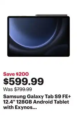 Best Buy Samsung Galaxy Tab S9 FE+ 12.4 128GB Android Tablet with Exynos 1380 - Grey offer